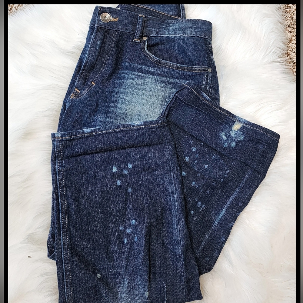 Banana Republic Dark Wash Distressed Blue Jeans, Size 30